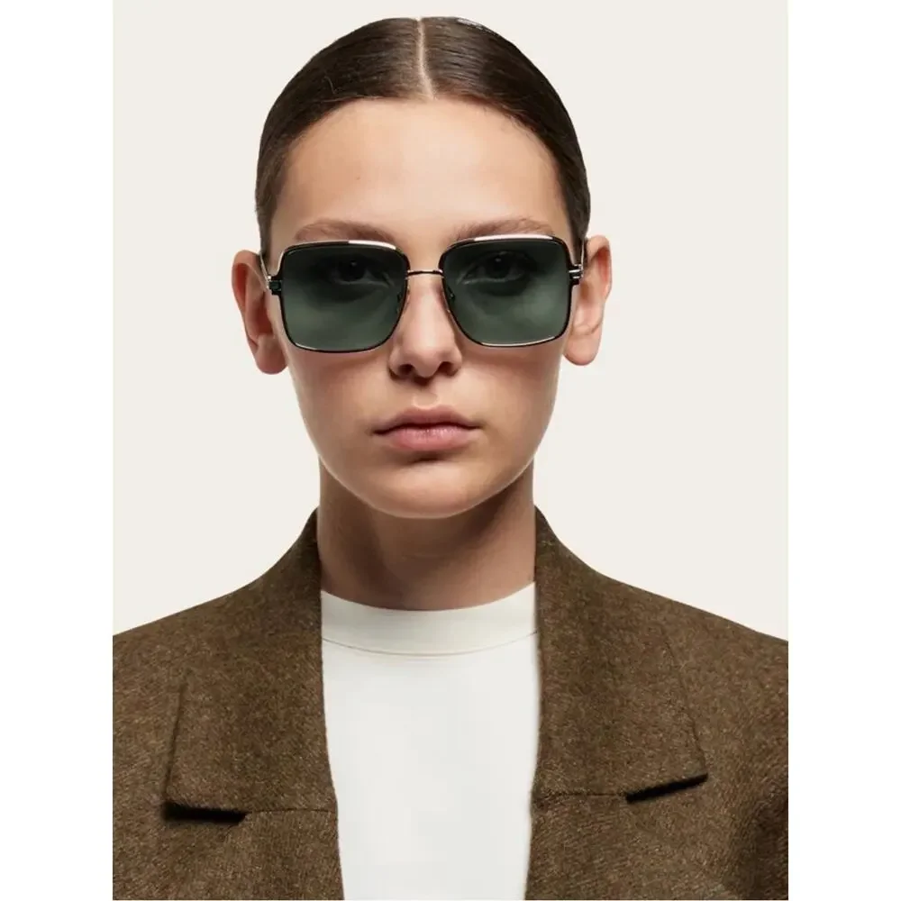 New Salvatore Ferragamo SF317S 750 Gold Frame Sunglasses with Dark Green Lenses